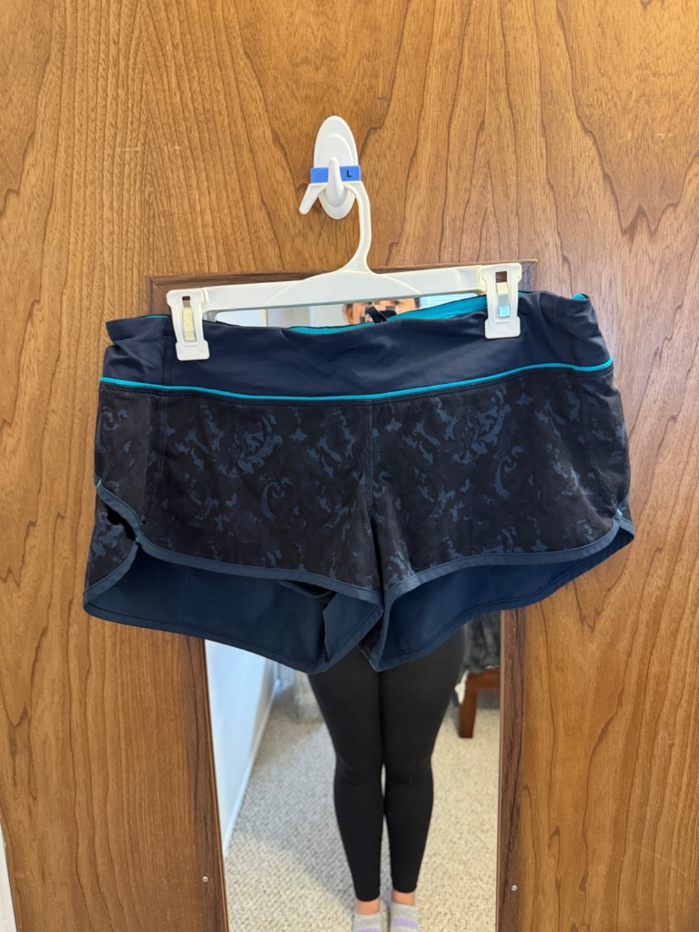 Women’s Navy Athletic Shorts with Teal Trim